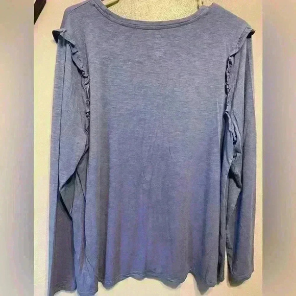 ❤️ Aerie Real Soft Blue Long Sleeve Lounge Top with Ruffles XXL - Picture 3 of 6
